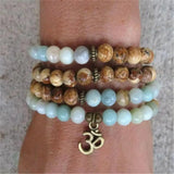 6mm Amazonite Picture Stone 108 Beads Necklace Chakra Healing Yoga