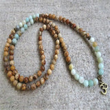6mm Amazonite Picture Stone 108 Beads Necklace Chakra Healing Yoga