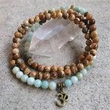 6mm Amazonite Picture Stone 108 Beads Necklace Chakra Healing Yoga