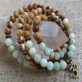 6mm Amazonite Picture Stone 108 Beads Necklace Chakra Healing Yoga