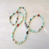 6mm Amazonite Stone 108 Beads Bracelet Buddha Head Cuff Prayer Yoga