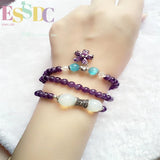 6mm Amethyst Pendant Bracelet Natural Ladies Multilayer Flower