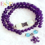 6mm Amethyst Pendant Bracelet Natural Ladies Multilayer Flower