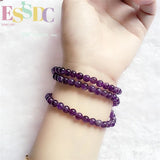 6mm Amethyst Pendant Bracelet Natural Ladies Multilayer Flower