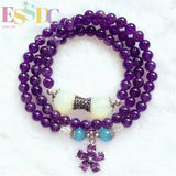 6mm Amethyst Pendant Bracelet Natural Ladies Multilayer Flower