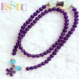 6mm Amethyst Pendant Bracelet Natural Ladies Multilayer Flower