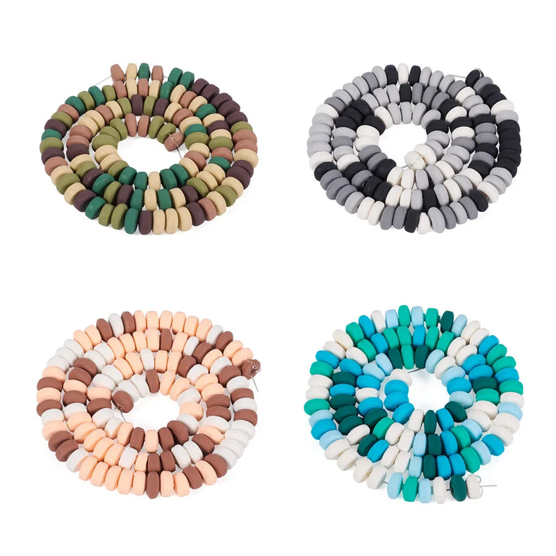 Colorful Ellipse Disc Polymer Clay Beads Loose Beads DIY Jewelry Making