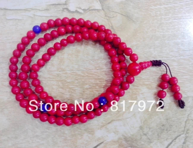 6mm Bead red coral inlay lapis lazuli 108 Buddha beads Necklace bracelet