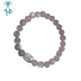 Grey Moonstone Beaded Bracelet with Pixiu Charm