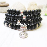 6mm Agate 108 Beads Pendant Bracelet Spirituality Ruyi Lucky Pray Unisex Cuff
