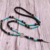 6mm Tiger's Eye Stone Long Necklace For Men
