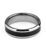 6mm Carbon Fiber Inlay Tungsten Carbide Ring High Polished Wedding Band
