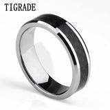 6mm Carbon Fiber Inlay Tungsten Carbide Ring High Polished Wedding Band