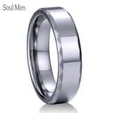 6mm Tungsten Carbide Wedding Rings Beveled Faceted Edges US Size 6-12