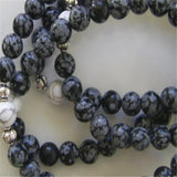 6mm Snowstone 108 Bead Tassel Stretch Bracelet