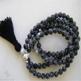 6mm Snowstone 108 Bead Tassel Stretch Bracelet