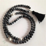 6mm Snowstone 108 Bead Tassel Stretch Bracelet