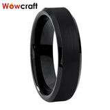 6mm Tungsten Wedding Band Beveled Edges Comfort Fit