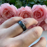 6mm Tungsten Wedding Band Beveled Edges Comfort Fit