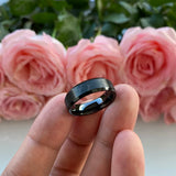 6mm Tungsten Wedding Band Beveled Edges Comfort Fit