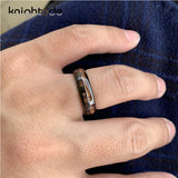 6mm Tungsten Wedding Band Stainless Steel Arrow Inlay Ring