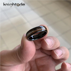 6mm Tungsten Wedding Band Stainless Steel Arrow Inlay Ring