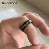 6mm Tungsten Wedding Band Stainless Steel Arrow Inlay Ring