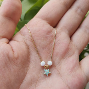 6mm Opal Star Necklace 925 Silver Box Chain