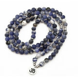 6mm Square Sodium Stone 108 Beads Pendant Bracelet Unisex Yoga