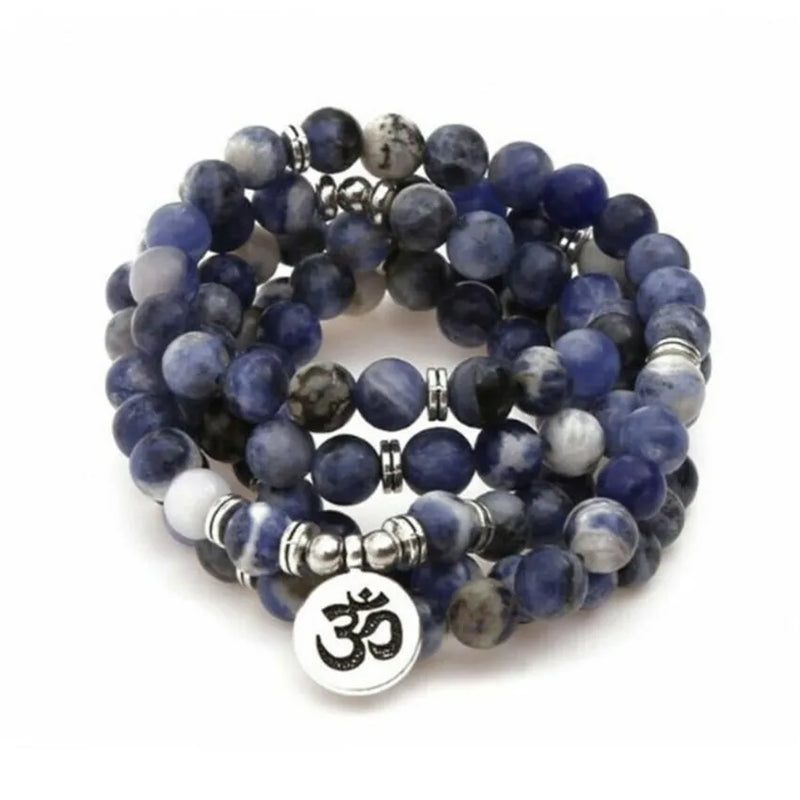 6mm Square Sodium Stone 108 Beads Pendant Bracelet Unisex Yoga