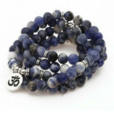 6mm Square Sodium Stone 108 Beads Pendant Bracelet Unisex Yoga