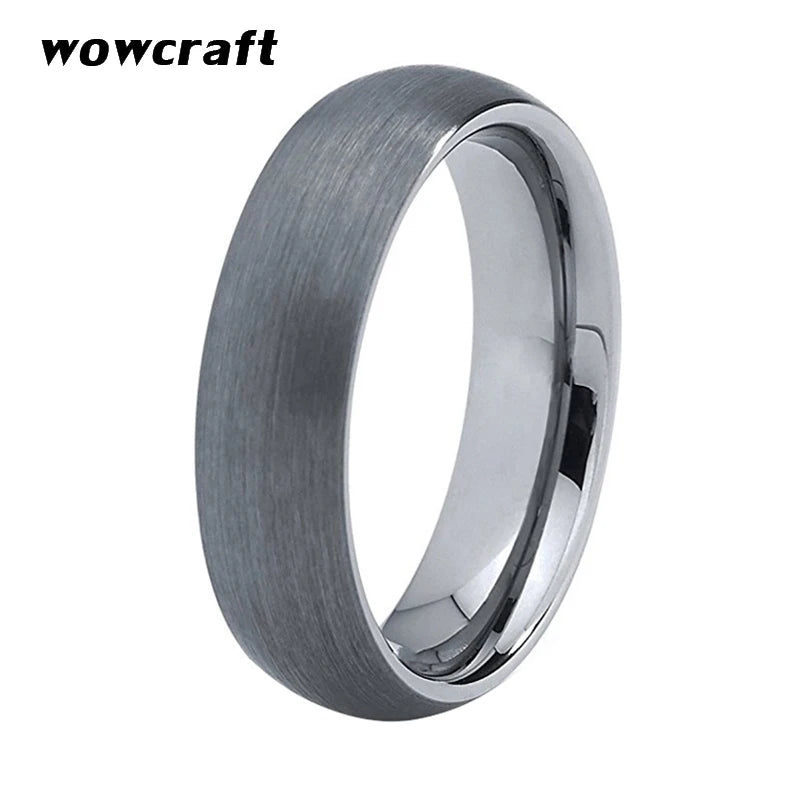 6mm Tungsten Carbide Wedding Band Women Brushed Domed Comfort Fit