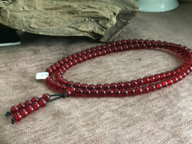 6mm Natural Mexican Blood Amber Beeswax Bracelet Necklace