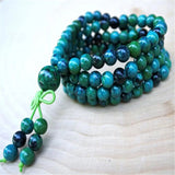 6mm Chrysocolla Stone 108 Beads Tassel Necklace Bracelet