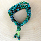 6mm Chrysocolla Stone 108 Beads Tassel Necklace Bracelet