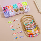 Colorful Polymer Clay Spacer Beads Kit Acrylic Round Letter Bead Box