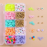 Colorful Polymer Clay Spacer Beads Kit Acrylic Round Letter Bead Box