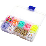 Colorful Polymer Clay Spacer Beads Kit Acrylic Round Letter Bead Box