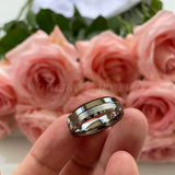 6mm Tungsten Carbide Wedding Band Polished Brushed Half Comfort Fit
