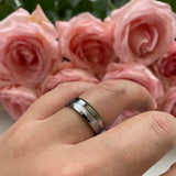 6mm Tungsten Carbide Wedding Band Polished Brushed Half Comfort Fit