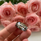 6mm Tungsten Carbide Wedding Band Polished Brushed Half Comfort Fit
