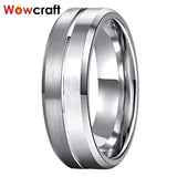 6mm Tungsten Carbide Wedding Band Polished Brushed Half Comfort Fit