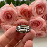 6mm Tungsten Carbide Wedding Band Polished Brushed Half Comfort Fit