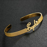 6mm Stainless Steel Name Bracelet - Adjustable Plated Bangle for Women Men