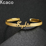 6mm Stainless Steel Name Bracelet - Adjustable Plated Bangle for Women Men