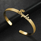 6mm Stainless Steel Name Bracelet - Adjustable Plated Bangle for Women Men