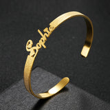 6mm Stainless Steel Name Bracelet - Adjustable Plated Bangle for Women Men