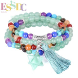6mm Multi-circle Opal Bracelet/Necklace Mer-Ka-Ba Charm 7 Chakra Tassel