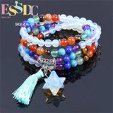 6mm Multi-circle Opal Bracelet/Necklace Mer-Ka-Ba Charm 7 Chakra Tassel