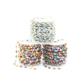 6mm Evil Eye Style Rosary Chains with Beaded Glass Flat Coin Beads